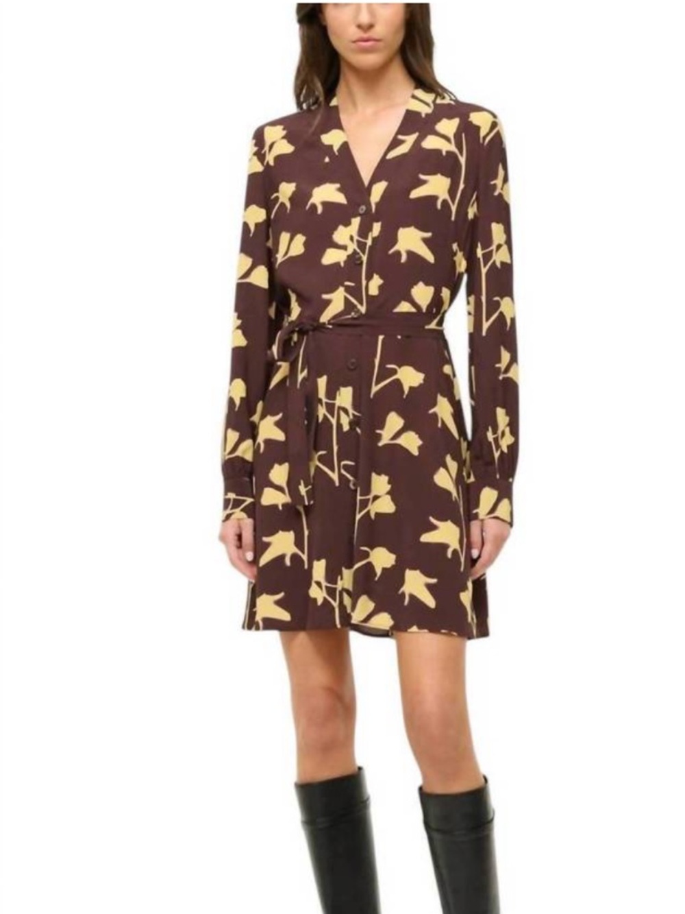 STAUD Babs Floral Mini Shirt Dress